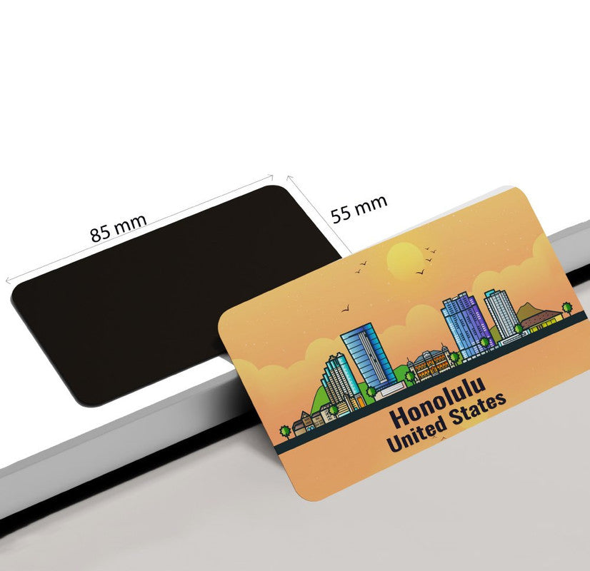 dhcrafts Rectangular Rubber Fridge Magnet / Magnetic Card Orange United States Honolulu Design Pack of 1 (8.6cm x 5.4cm)